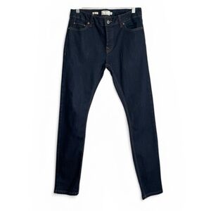 Topman Dark Wash Skinny Jeans Mens W30 L30 Button Fly Stretch Denim